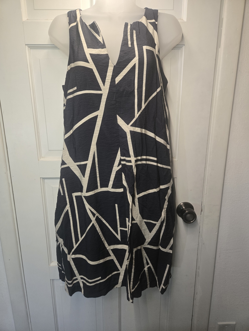 Banana Republic Navy And Cream Geometric Maxi Dress S - Picture 4 of 16